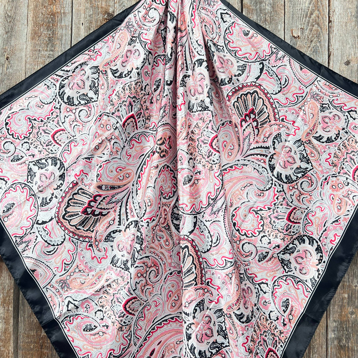 Pink & Black Paisley Wild Rag - Western Scarf