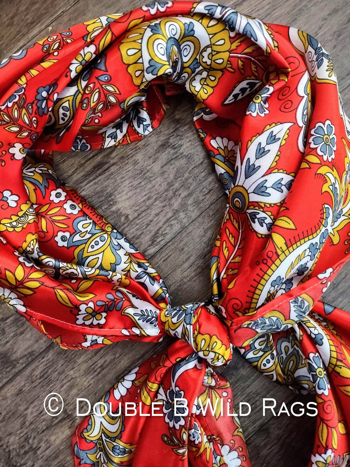 WILD RAG PAISLEY 120 Vintage Red and Gold Western Cowboy Neck Scarf Bandana by Double B Wild Rags