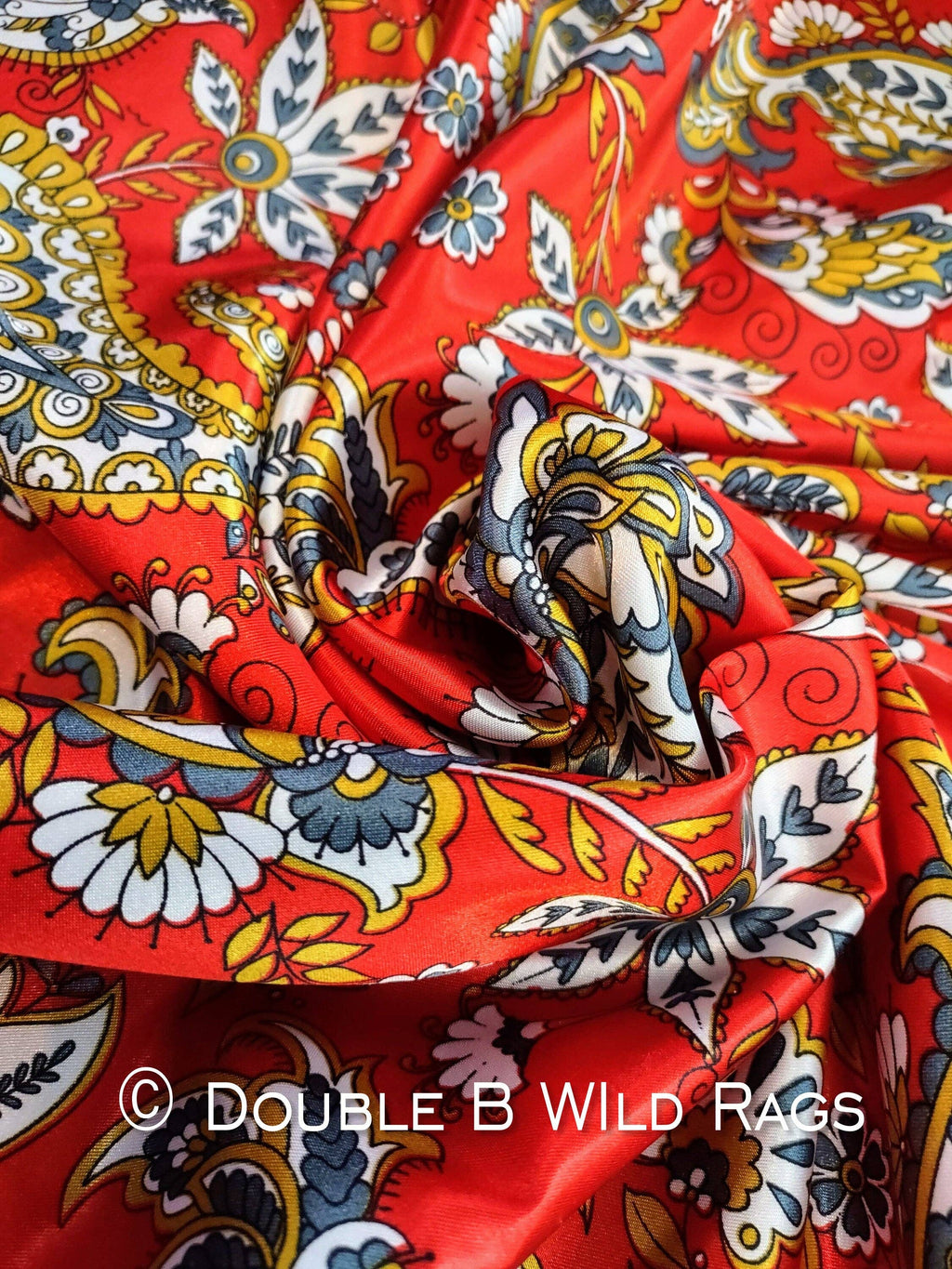 WILD RAG PAISLEY 120 Vintage Red and Gold Western Cowboy Neck Scarf Bandana by Double B Wild Rags