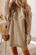 Grace Cable Knit Loose Fit Knit Sweater Dress | S-2XL