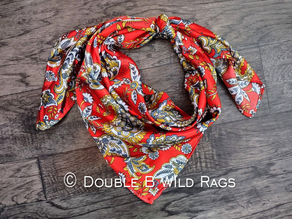 WILD RAG PAISLEY 120 Vintage Red and Gold Western Cowboy Neck Scarf Bandana by Double B Wild Rags