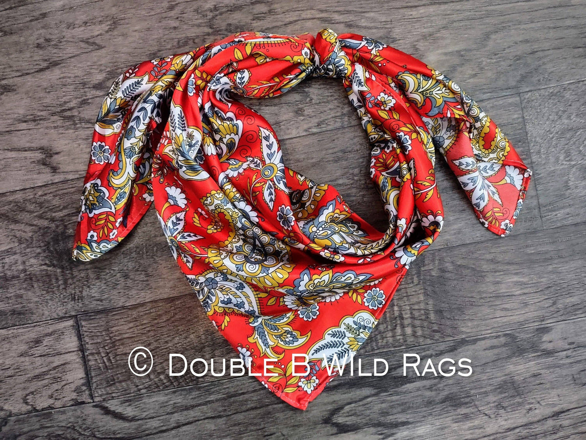 WILD RAG PAISLEY 120 Vintage Red and Gold Western Cowboy Neck Scarf Bandana by Double B Wild Rags
