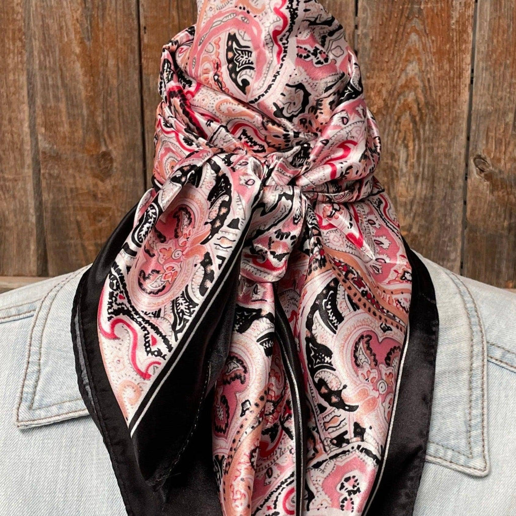 Pink & Black Paisley Wild Rag - Western Scarf