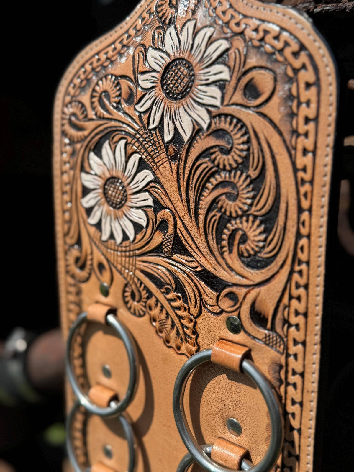Western Tooled Leather Wild Rag Scarf Display Holder Keeper