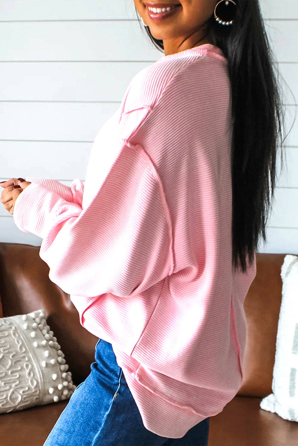 Pink Textured Pullover