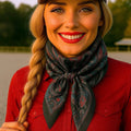 Black Floral Wild Rag - Western Scarf