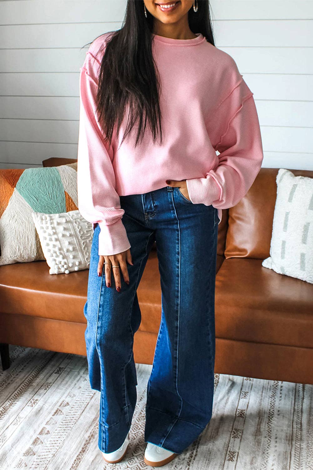Pink Textured Pullover