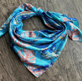 Wild Rag Turquoise Blue parrot Cowboy Western Neck Scarf