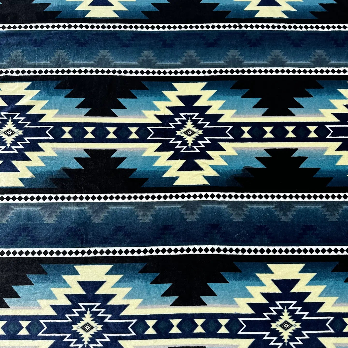 Gray & Teal Southwest Aztec King Size Super Plush Blanket