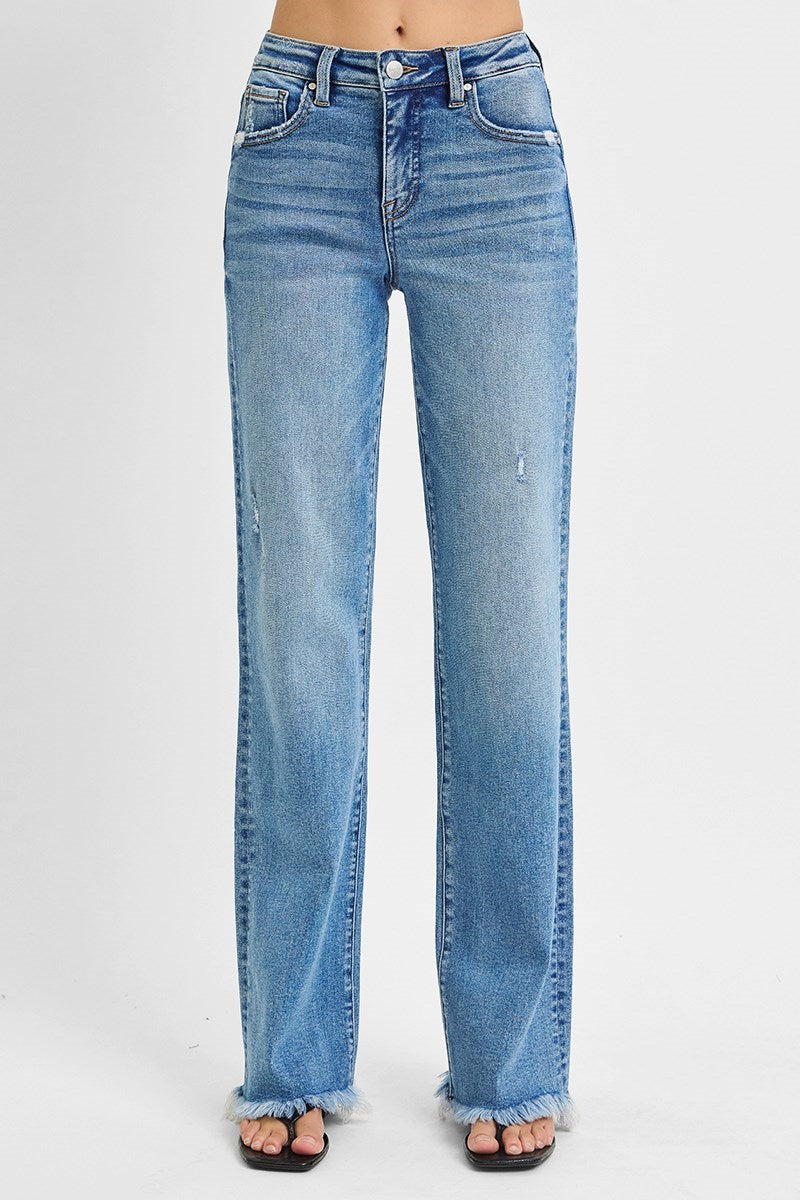 HIGH RISE LONG STRAIGHT JEANS