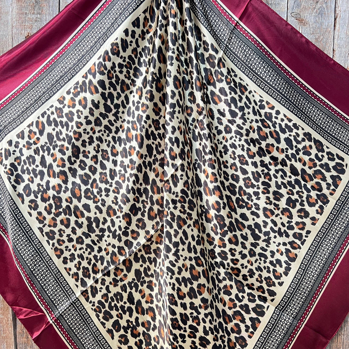 Wine Leopard Print Wild Rag - Western Scarf