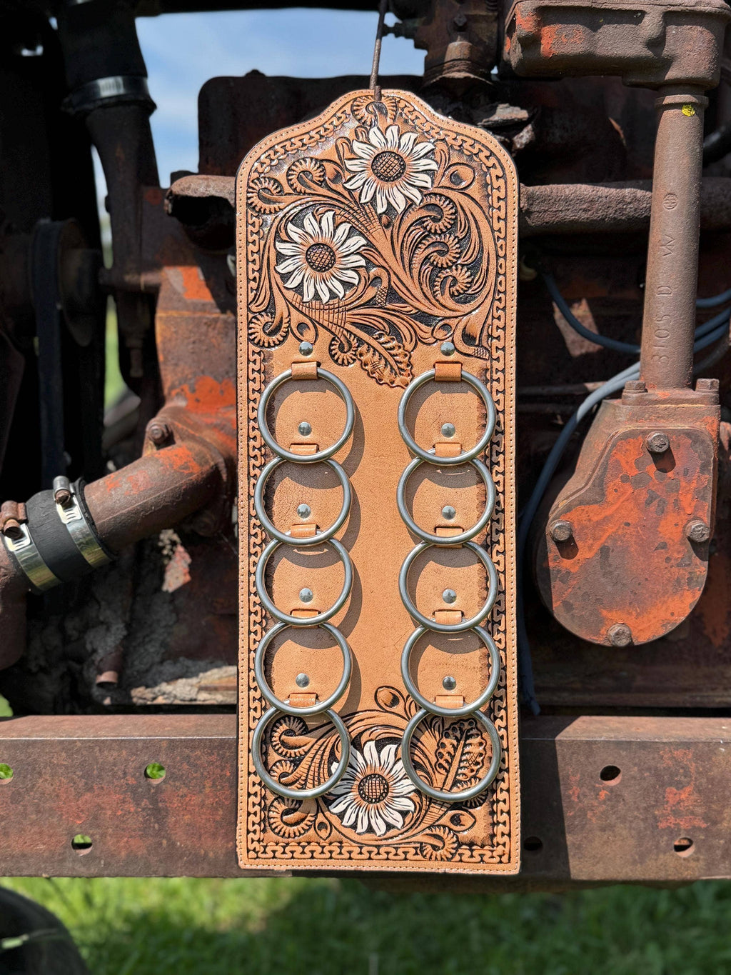 Western Tooled Leather Wild Rag Scarf Display Holder Keeper