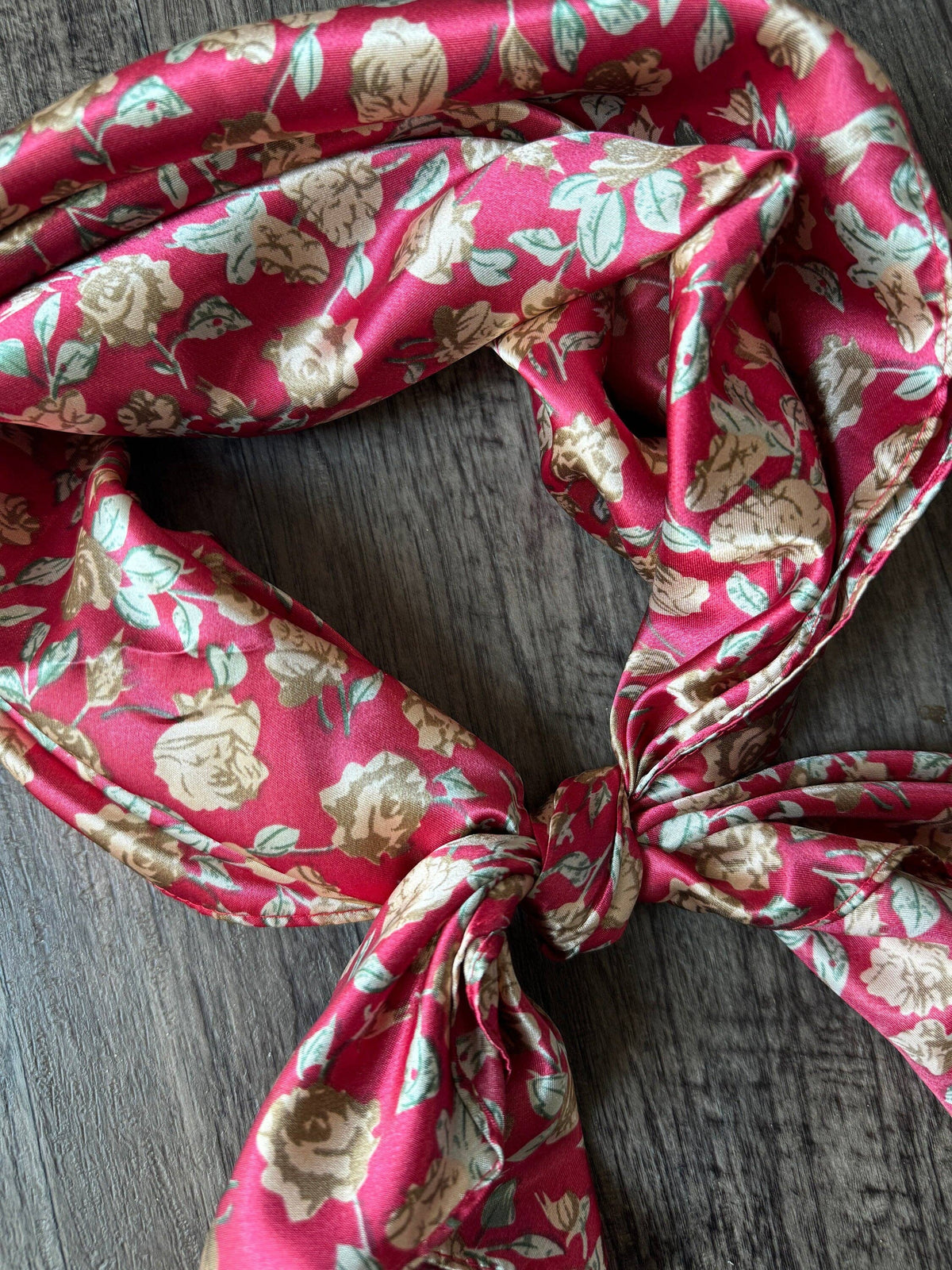 Wild Rag Cranberry Red and Beige Rose Cowboy Western Neck Scarf